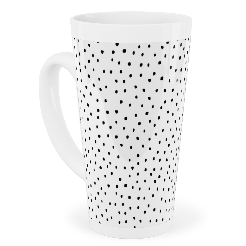 Tiny Dot - Black + White Tall Latte Mug, 17oz, White, White