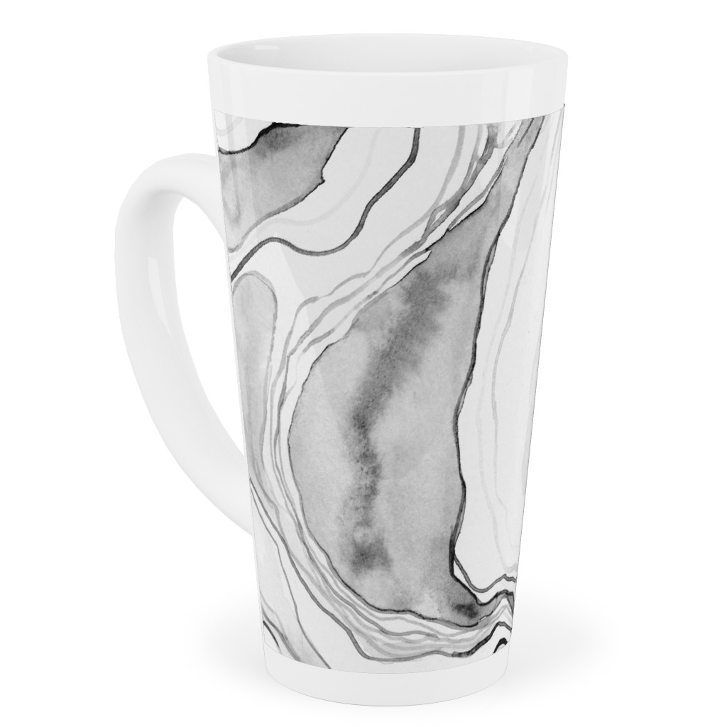 Watercolor Marble Tall Latte Mug, 17oz, Gray, Silver Lining