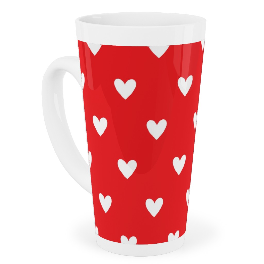 Love Hearts - Red Tall Latte Mug, 17oz, Red, Red