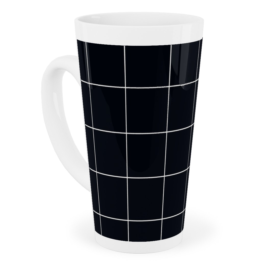 Grid - Black Ad White Tall Latte Mug, 17oz, Black, Black