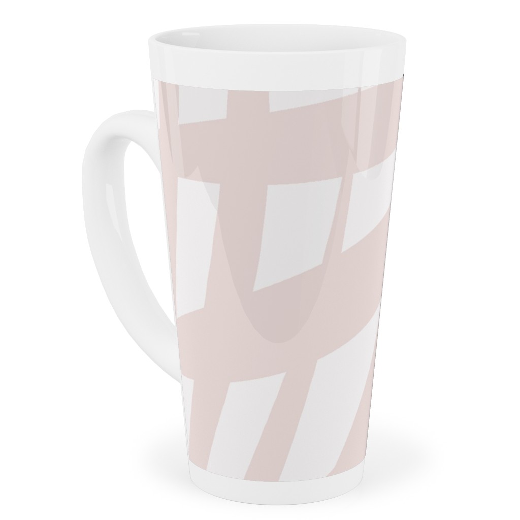 Fronds - Petal Pink Tall Latte Mug, 17oz, Pink, Bright Pink