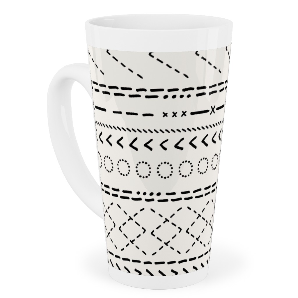 Minimal Mudcloth Bohemian - Light Tall Latte Mug, 17oz, Beige, Pearl