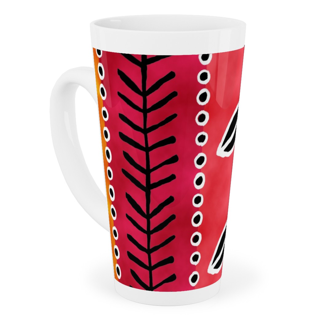Ribbons Tall Latte Mug, 17oz, Red, Red