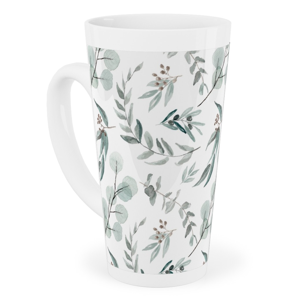 Eucalyptus Leaves - Australiana Botanical Tall Latte Mug, 17oz, Green, Classic Green