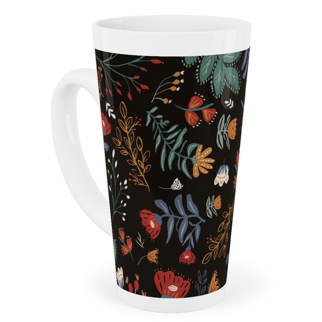 Midnight Garden Tall Latte Mug, 17oz, Black