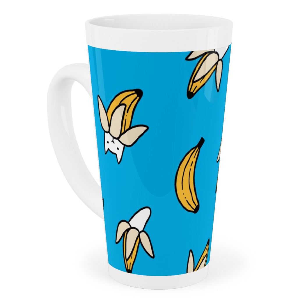 Funny Yummy Banana Cats - Blue Tall Latte Mug, 17oz, Blue