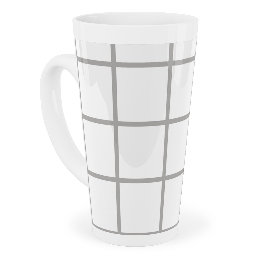Window Pane Tall Latte Mug, 17oz, Gray