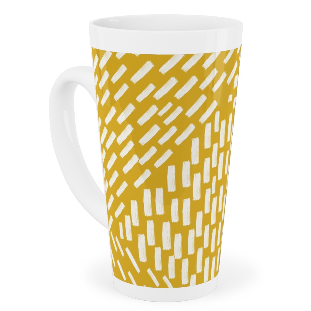 Abstract Brushstrokes Tall Latte Mug, 17oz, Yellow