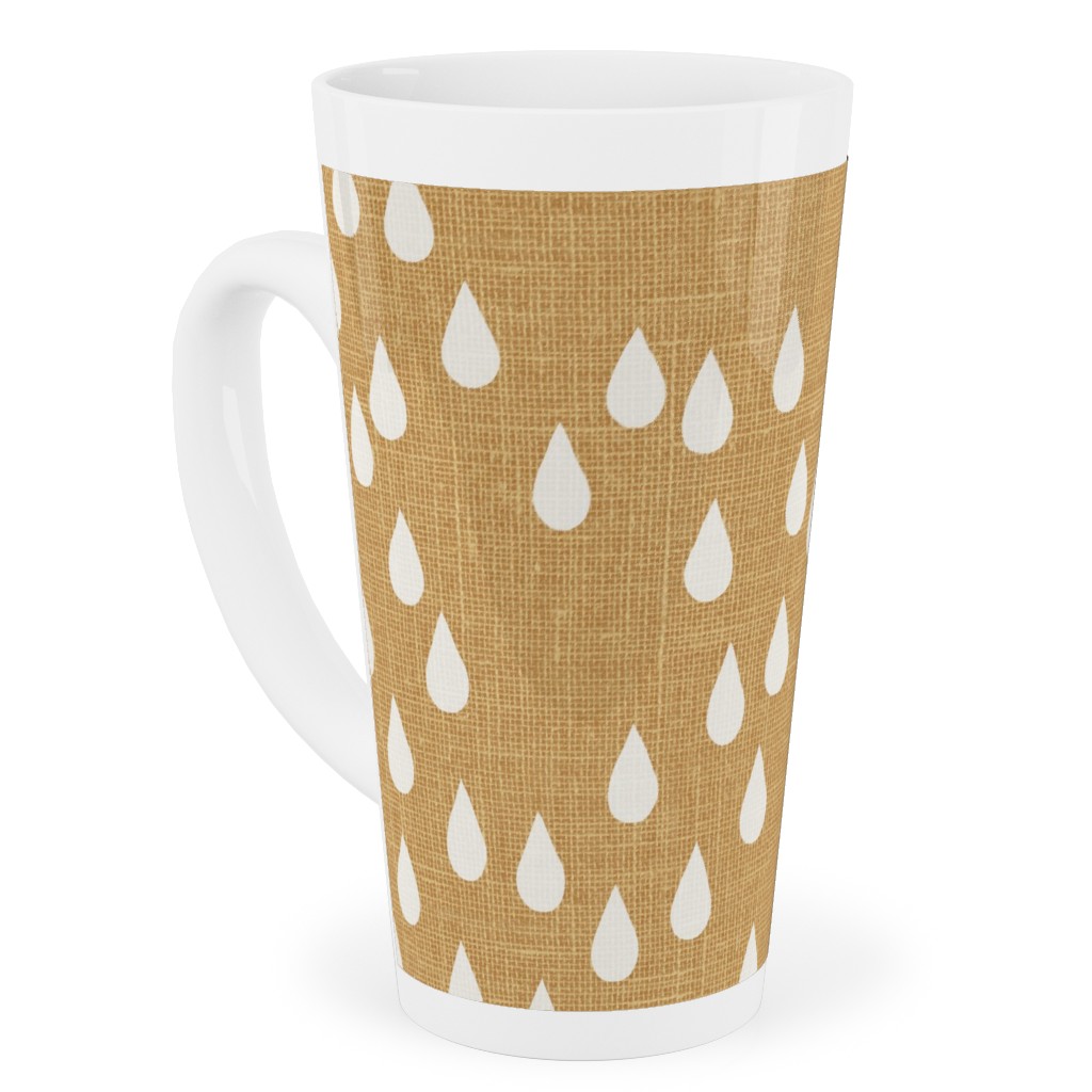Scattered Rain Drops - Mustard Yellow Tall Latte Mug, 17oz, Yellow, Classic Yellow