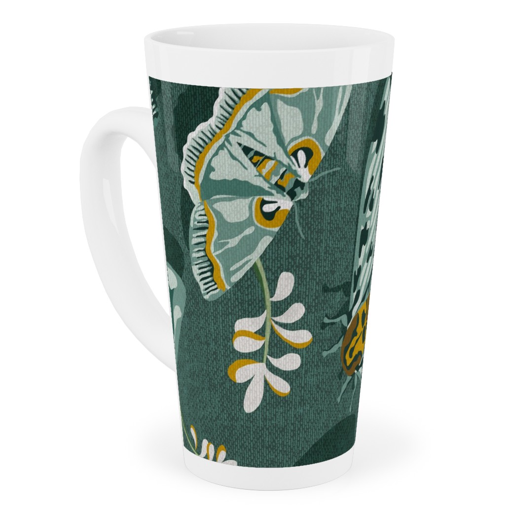 Gathering Moths - Green Tall Latte Mug, 17oz, Green, Classic Green