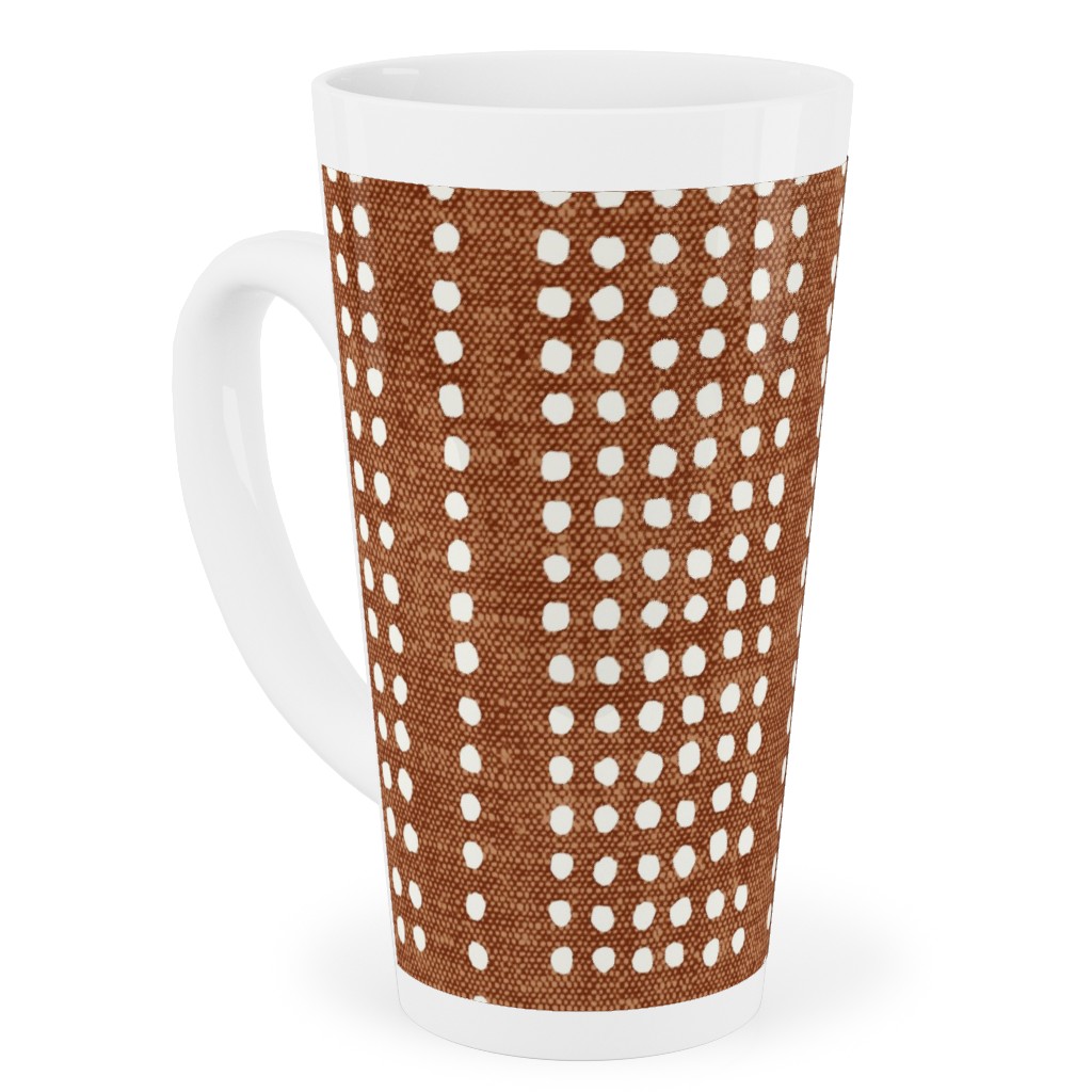 Dotty Boho Geometric - Ginger Tall Latte Mug, 17oz, Orange, Orange