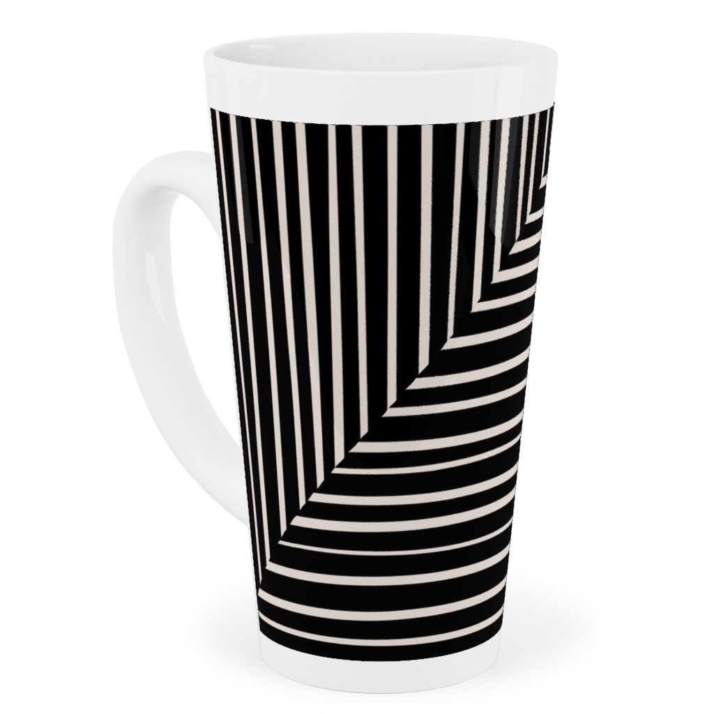 Angles and Lines Tall Latte Mug, 17oz, Gray, Gray