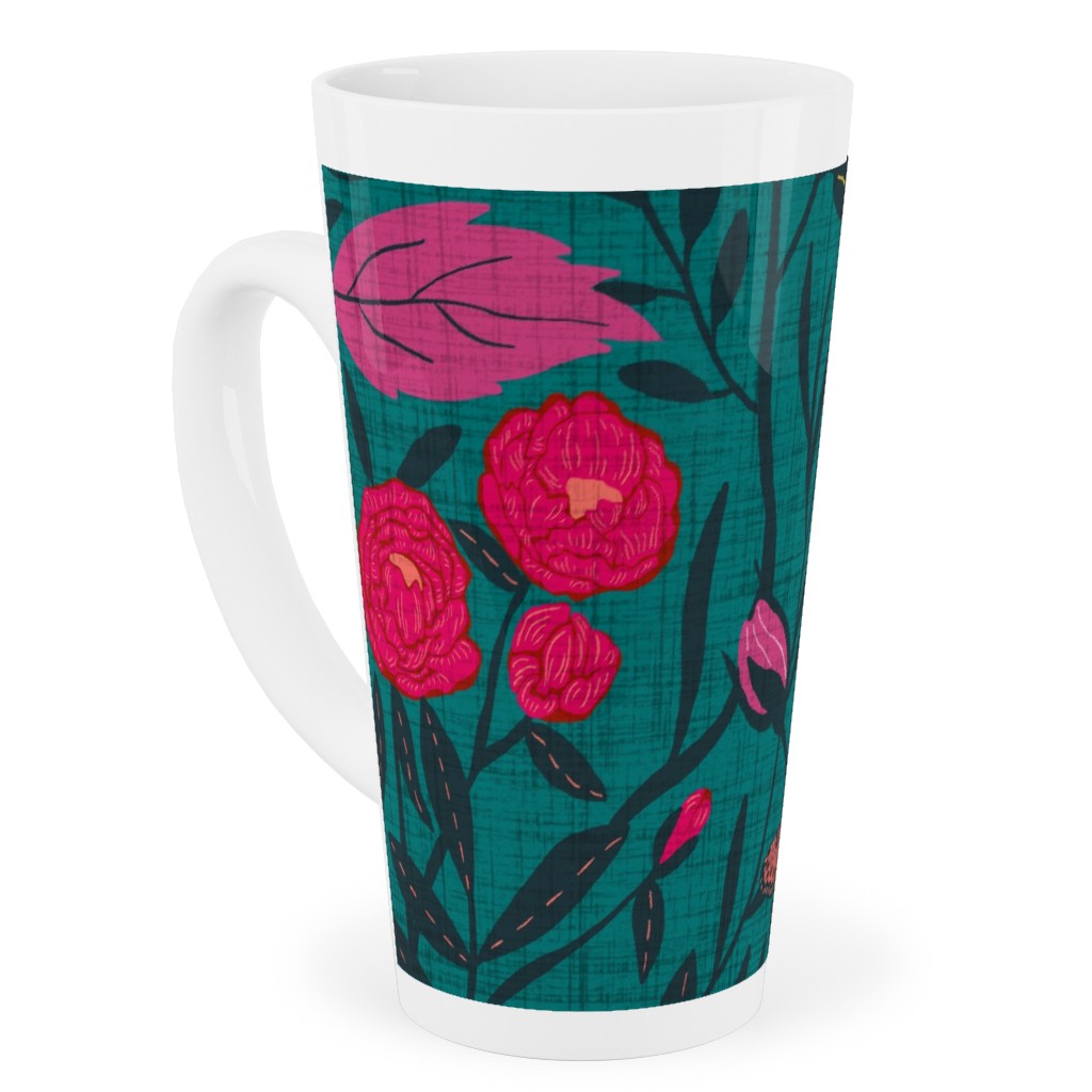 Modern Chintz Tall Latte Mug, 17oz, Green