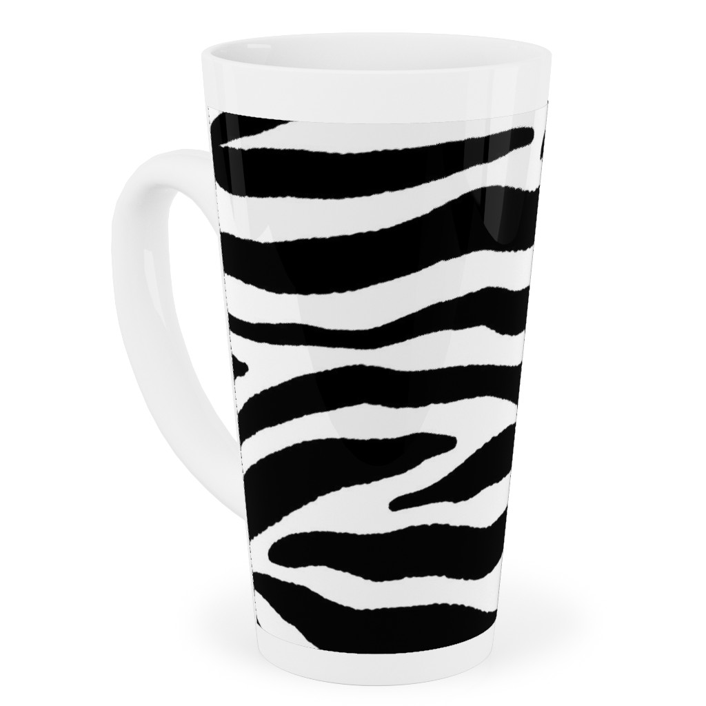 Zebra Print - Black and White Tall Latte Mug, 17oz, Black