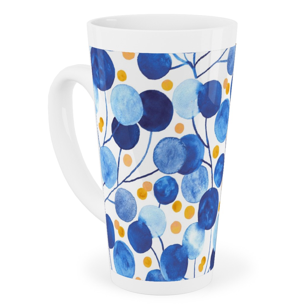 Pompom Plants - Cobalt & Gold Tall Latte Mug, 17oz, Blue