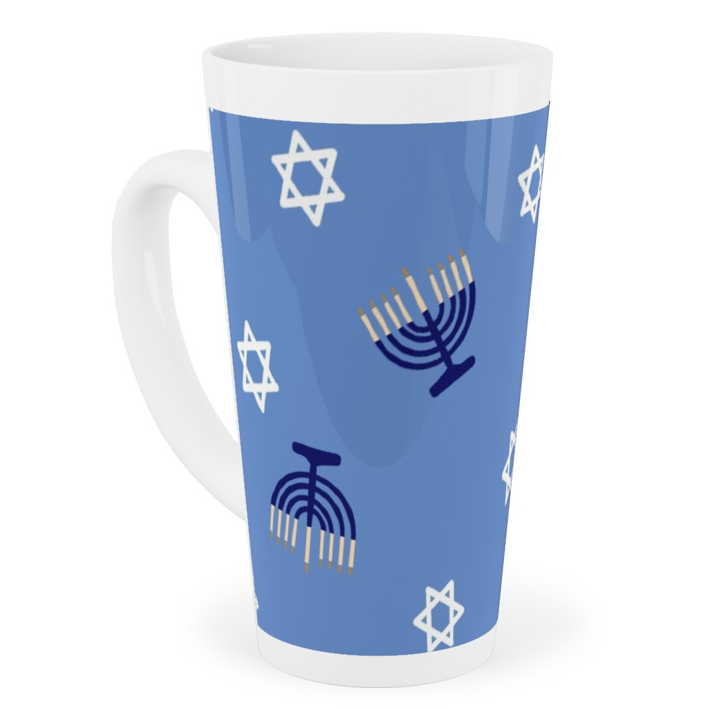 Hanukkah - Blue Tall Latte Mug, 17oz, Blue