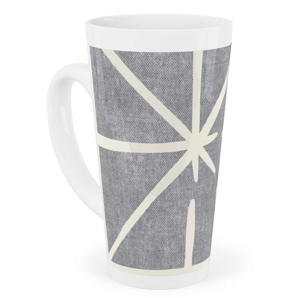 Geometric Triangles - Distressed - Grey Tall Latte Mug, 17oz, Gray