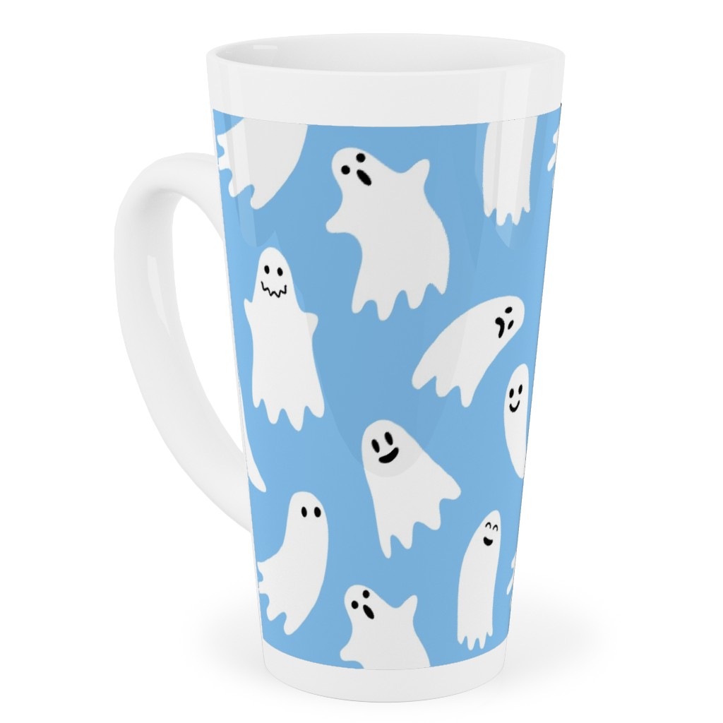 Cute Ghosts - Blue Tall Latte Mug, 17oz, Blue