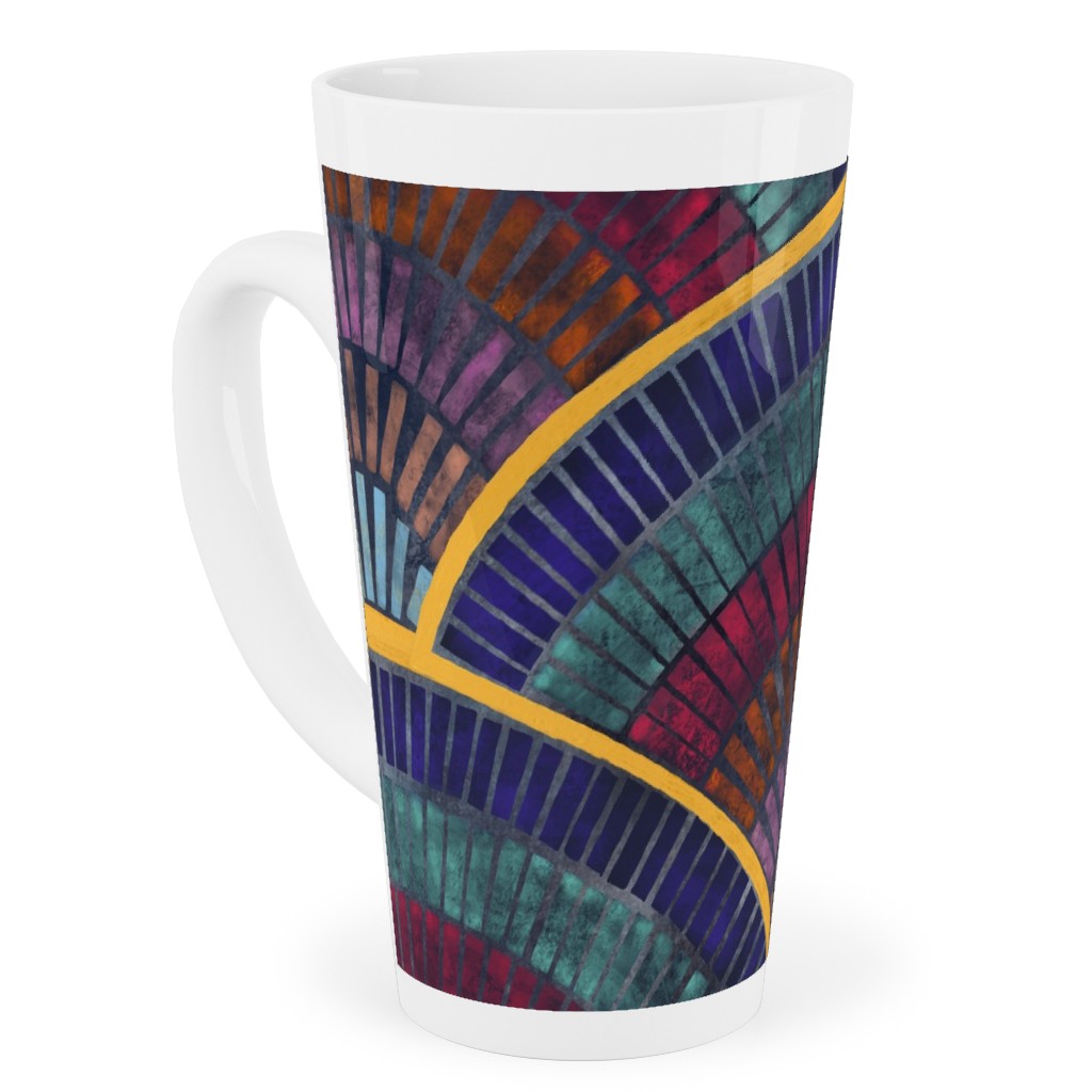 Moody Art Deco Tile - Dark Tall Latte Mug, 17oz, Multicolor