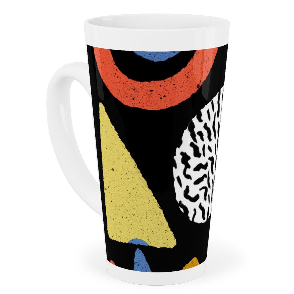 Happy Blocks Tall Latte Mug, 17oz, Multicolor, Black