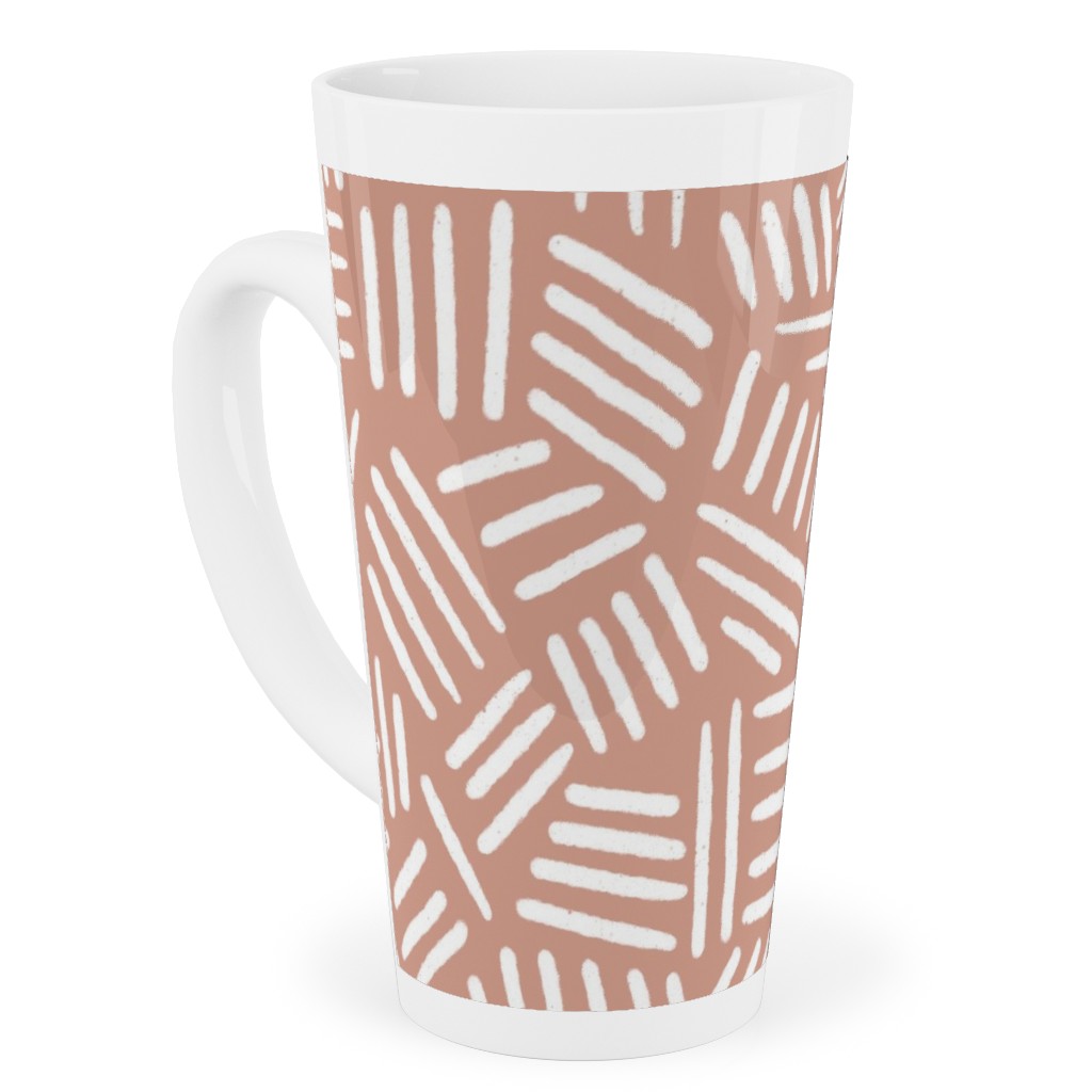 Dashes - Pink Tall Latte Mug, 17oz, Pink, Bright Pink
