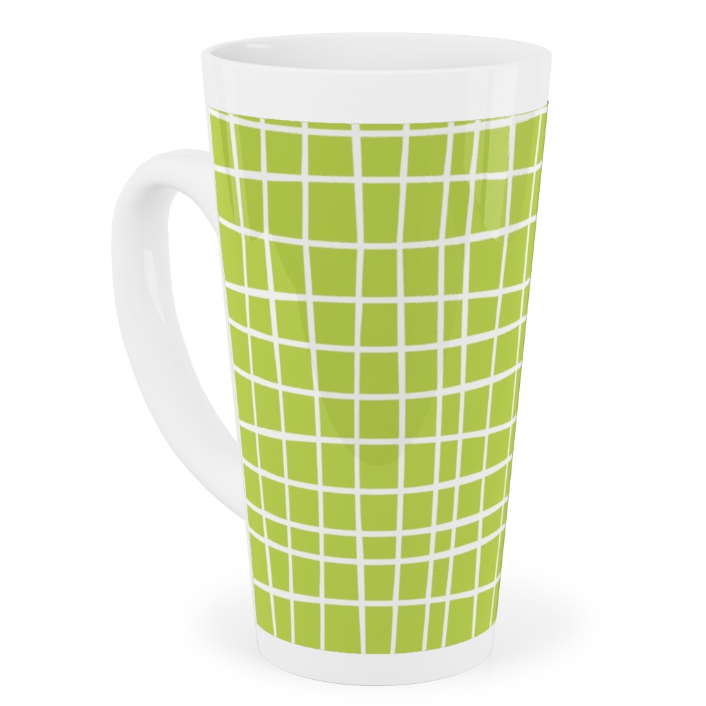 Wavy Grid Tall Latte Mug, 17oz, Green, Lime