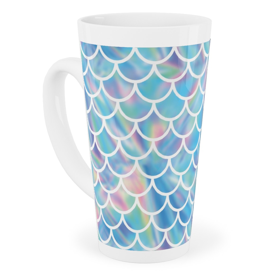 Mermaid Scales - Blue Tall Latte Mug, 17oz, Blue