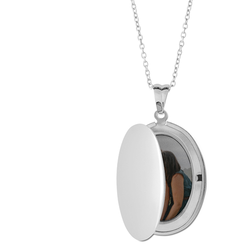 Best Ever Locket Necklace, Silver, Oval, None, Gray