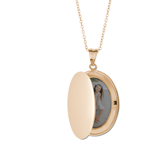 Locket Necklaces: Monogram Trio, Gold, Oval, Gray by Shutterfly