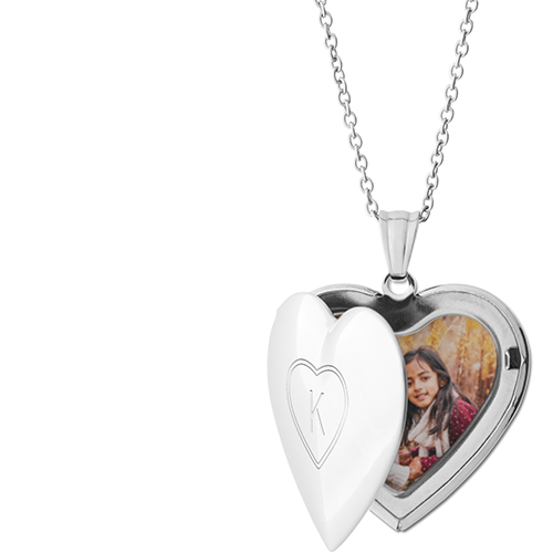 Locket Necklaces: Monogram Trio, Gold, Oval, Gray by Shutterfly