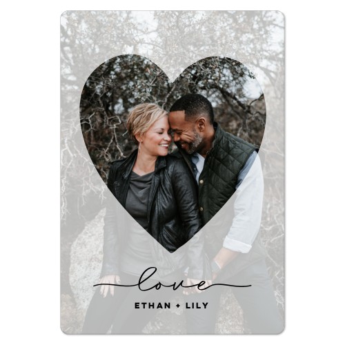 Heart Overlay Portrait Magnet, 3x5, White