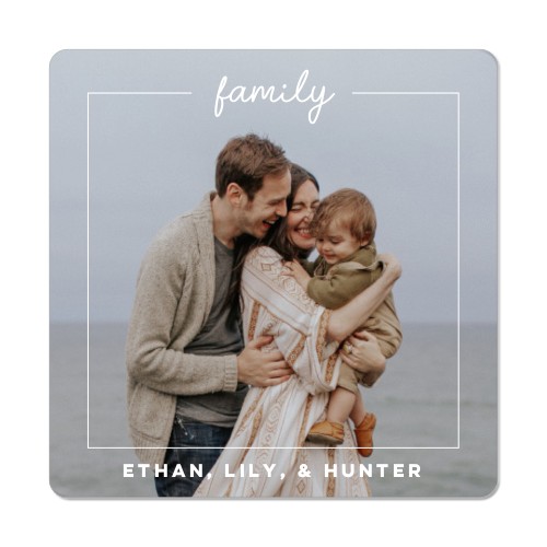 Family Enclosed Frame Magnet, 3x3, White