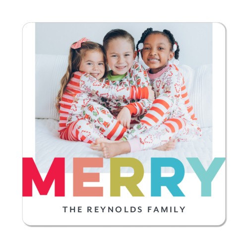 Colorful Bright Merry Magnet, 3x3, White
