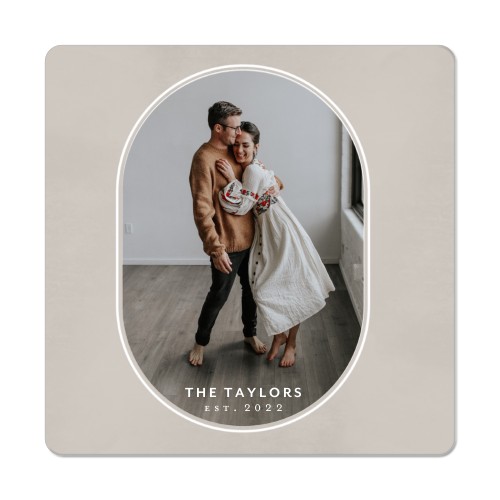 Oval Border Magnet, 3x3, Brown, cafe