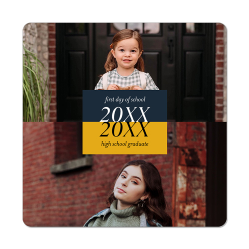 Then and Now Magnet, 3x3, Yellow, mustard