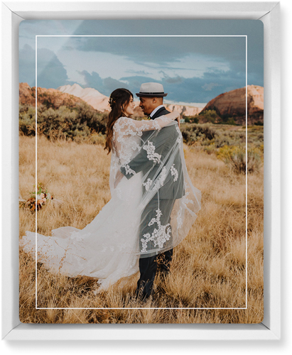 Floating Frame Portrait Wall Art, White, Single piece, Metal, 8x10, Matte, White, white