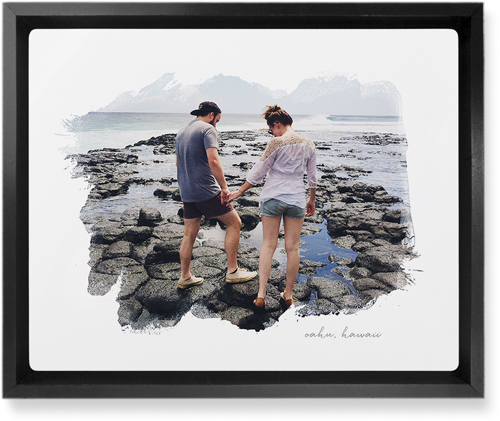 Brushstrokes Wall Art, Black, Single piece, Metal, 8x10, Matte, White, white