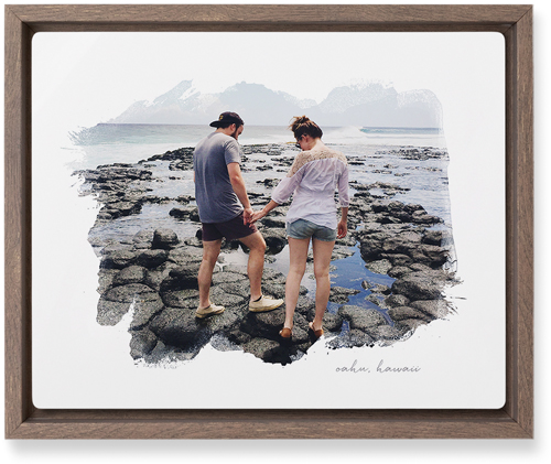 Brushstrokes Wall Art, Walnut, Single piece, Metal, 8x10, Matte, White, white