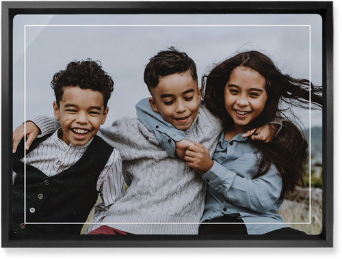 Floating Frame Wall Art, Black, Single piece, Metal, 10x14, Glossy, White, white