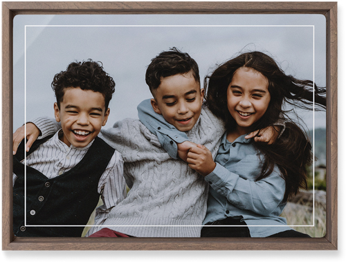 Floating Frame Wall Art, Walnut, Single piece, Metal, 10x14, Matte, White, white