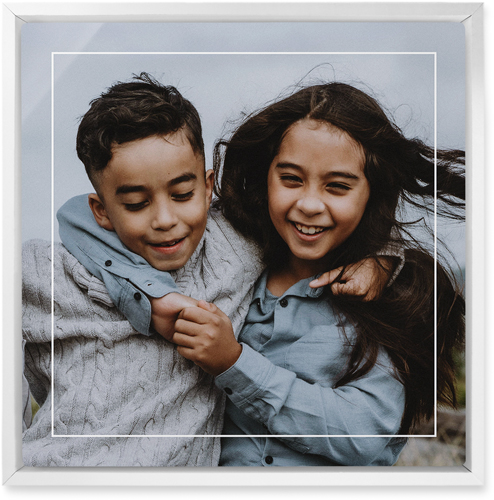 Floating Frame Wall Art, White, Single piece, Metal, 12x12, Glossy, White, white