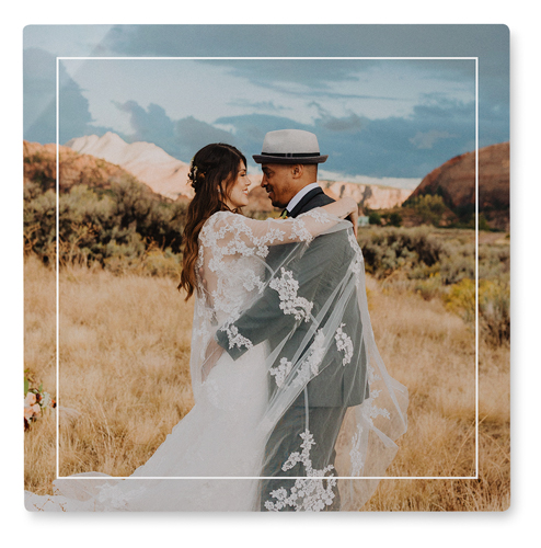 Floating Frame Portrait Wall Art, No Frame, Single piece, Metal, 12x12, Matte, White, white