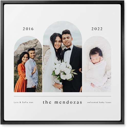 Timeline Arches Wall Art, Black, Single piece, Metal, 16x16, Glossy, White, white