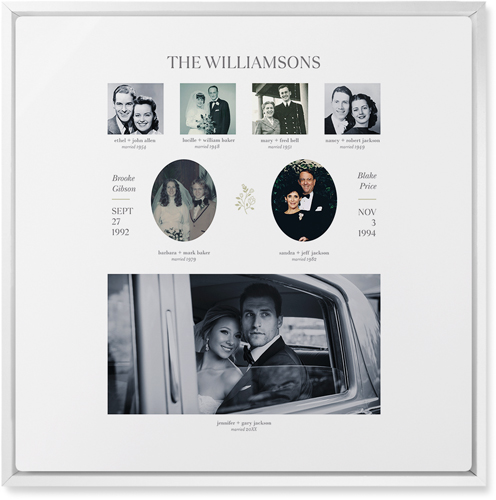 Marriage Family Tree Wall Art, White, Single piece, Metal, 16x16, Glossy, White, white