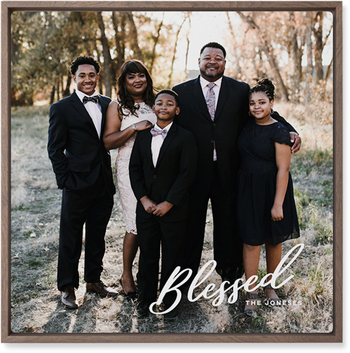 Blessed Letters Wall Art, Walnut, Single piece, Metal, 16x16, Glossy, White, white