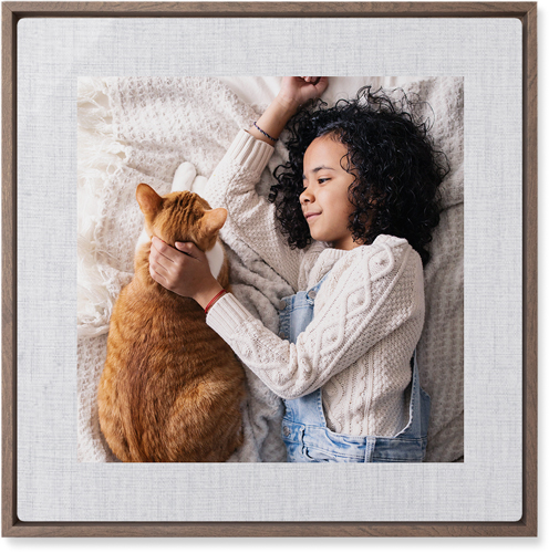 Full Frame One Wall Art, Walnut, Single piece, Metal, 16x16, Glossy, White