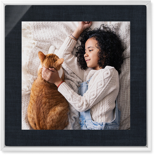 Full Frame One Wall Art, White, Single piece, Metal, 16x16, Glossy, Black