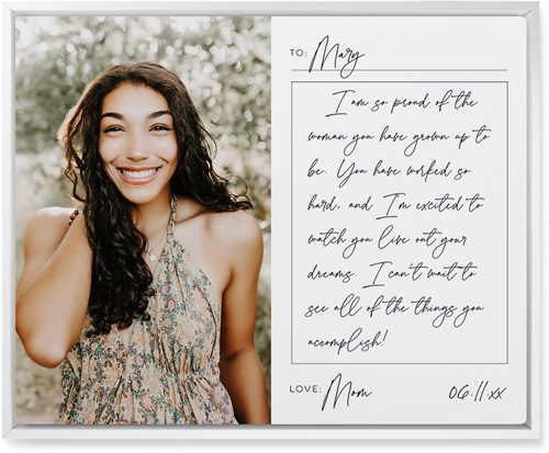 Handwritten Letter Wall Art, White, Single piece, Metal, 16x20, Glossy, White, white