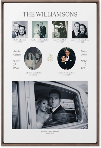 Marriage Family Tree Wall Art, Walnut, Single piece, Metal, 20x30, Matte, White, white