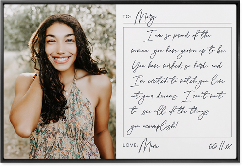 Handwritten Letter Wall Art, Black, Single piece, Metal, 24x36, Glossy, White